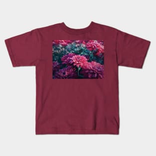 Crimson Chrysanthemums in the morning Kids T-Shirt